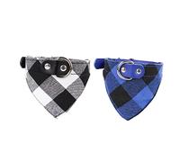 SUPVOX 2pcs Triangular Scarf Collar for Dogs Cool Check Pattern Bandana Collar Harness Leash Pet Dog Accessories