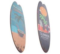 SUPVOX 2pcs Tropical Surfboard Wooden Wall Signs Summer Beach Decor Plaques for Home Bar Bathroom Door Art Rustic Surfboard Wall Decorations