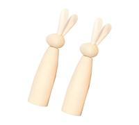 SUPVOX 2pcs Unfinished Wooden Rabbit Figurines DIY Craft Decor Smooth Flat Surface Wood for Painting Dyeing Embossing and Friendly Handcraft Accessories for Home Party Office Decoration