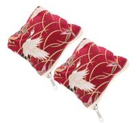 SUPVOX 2pcs Vintage Cotton Coin Purse Key Bag Zipper Organizer Insert for Small Pouches and Handbag Use as Japanese Clutch Bag