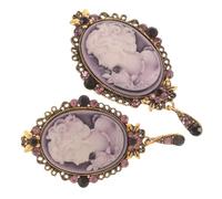 SUPVOX 2pcs Vintage Lady Lapel Pin Brooch Set with Purple Crystal Rhinestone, Embossed Queen Head Design, Women’s Jewelry Accessories for Weddings, Parties, and Everyday Wear