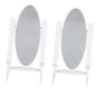 SUPVOX 2pcs Vintage Miniature Standing Dressing Mirrors for Dollhouse Furniture Accessories Small Wood Frame Vanity Mirrors for Bedroom Decoration Portable Retro Style