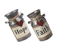 SUPVOX 2pcs Vintage Retro Iron Flower Buckets Set Rustic Empty Pot Containers for Plant and Flower Arrangement Metal Buckets for Home Décor and Living Room Display