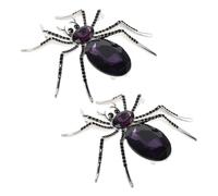 SUPVOX 2pcs Vintage Rhinestone Spider Brooch Set, Bling Crystal Spider Lapel Pin for Clothing, Halloween Animal Badge Jewelry Accessories for Women and Men