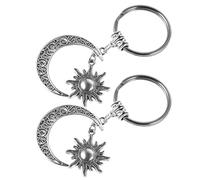 SUPVOX 2Pcs Vintage Sun and Moon Metal Key Chains Set, Bag Pendant Accessories with Retro Celestial Design, Sturdy Keyrings for Everyday Use and