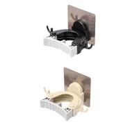 SUPVOX 2pcs Wall Mounted Mop Holder Clip, Creative Antler Shape Broom Hook | Adhesive Traceless Design, ABS and Ppr Build, Small Side Hooks for Sticks and Tools Random Color