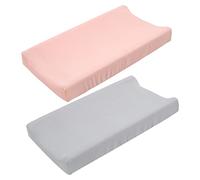 SUPVOX 2pcs Washable Cotton Changing Pad Covers with Elastic Fit for Bassinet Mattress and Cradle Pads Breathable Reusable Changing Table Covers Light Orange Pink and Grey