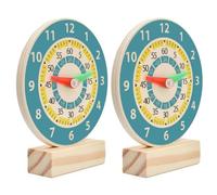 SUPVOX 2Pcs Wooden Clock Models Educational for Design Safe and Learning Clock for Understanding and Shapes