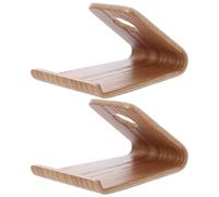 SUPVOX 2pcs Wooden Desktop Phone Holder with Cable Management and Widened Base, Natural Wood Texture Finish, Stable Phone and Tablet Stand for Bedroom and Living Room