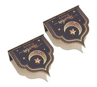 SUPVOX 2pcs Wooden Eid Napkin Holder Set, Vintage Farmhouse Vertical Napkin Box with Weight, Classic Ramadan Table Tissue Dispenser for Islamic Holiday Kitchen Decor