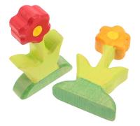 SUPVOX 2pcs Wooden Flower Blocks DIY Scene Decor for Preschool Realistic Floral Craft for Creative Micro Landscape Building and Fine Motor Skill Development