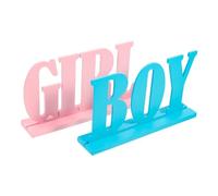 SUPVOX 2pcs Wooden Gender Reveal Signs Boy Girl Party Decorations for Shower Newborn Birthday Rustic Farmhouse Style with Bright Colors for Romantic Atmosphere