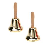 SUPVOX 2pcs Wooden Handle Hand Bell Metal Bell Xmas Props Educational Equipment for Party Decoration