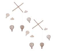 SUPVOX 2pcs Wooden Hot Air Balloon Wind Chimes Charming Boy Girl Decor Safe Photo Props for Playtime Natural Wood Mobile Ornaments
