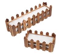 SUPVOX 2pcs Wooden Picket Fence Planter with Foam Insert Window Box Flower Pot for Indoor Outdoor Use Rustic Farmhouse Decor Front Porch Planter for Faux Flowers and Seasonal Arrangements