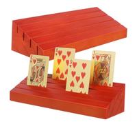 SUPVOX 2pcs Wooden Playing Card Holders with Sturdy Base Card Racks for Easy Access for Bridge and Party Games