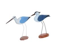 SUPVOX 2pcs Wooden Seagull Figurines Coastal Bird Ornaments Mediterranean Style Carved Animal Desktop Decor for Home Office Shelves