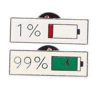 SUPVOX 2pcs Youthful Battery Indicator Brooch for Funny Decorative Pin Displaying Electric Levels for Parties and Everyday Wear to Boost Confidence