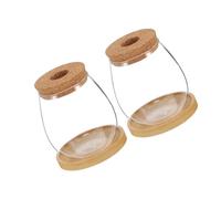 SUPVOX 2sets Hydroponic Plant Vase Glass Micro Landscape Bottle Bamboo Saucer Indoor Herb Growing Office Decoration