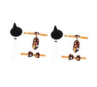 SUPVOX 2sets Pet Halloween Costume Dog Necktie and Witch Hat Adorable Accessory for Dogs and Cats for Halloween Parties and Ghost Festivals