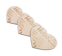 SUPVOX 3 pcs Heart Shaped Wood Birth Announcement Signs Newborn Name Discs Weight Boards Nursery Photo Props for First Moms and Newborns