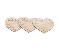 SUPVOX 3 pcs Heart Shaped Wood Name Signs Newborn Birth Announcement Plaques Nursery Photo Props Decorative Keepsakes