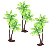 SUPVOX 3 Pcs Mini Coconut Palm Tree - Artificial Plastic Model Trees for Miniature Bonsai Craft - Fake Rain Forest Greenery for Micro Landscape & Cake Topper Decoration