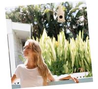 SUPVOX 3 Pcs Wooden Bird Nest DIY Unfinished Pendant with Wide Circle Entrance and Thick Hanging Rope Outdoor Birdhouse Decoration for Small Birds Like Canary Parrot and Lark