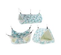 SUPVOX 3-Piece Set Sugar Glider Nest Tunnel and Plush Hammock for Hamsters Guinea Pigs and Rats Cozy Warm Cotton Home for Small Pets