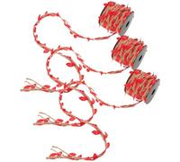 SUPVOX 3 Rolls Faux Maple Leaf Garland Artificial Vines Leaf Ribbon Red Rustic Jute Rope with Abundant Coverage Low Maintenance for Wreath Accessories and DIY Crafting Autumn Party