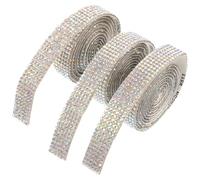 SUPVOX 3 Rolls Self-Adhesive Rhinestone Ribbon Strip, Wear-Resistant DIY Craft Trim for Costume Decoration, 1.4cm Wide Double-Sided Tape for Sewing and Fashion Embellishments