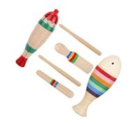 SUPVOX 3 Sets Beginner Wood Guiro Percussion Instrument for Musical with Sticks Safe Wooden Sound Shaker for Early Education and Music Learning