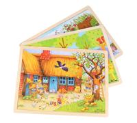 SUPVOX 3 Sets Wooden Jigsaw Puzzles for Educational Cartoon Animal Puzzle Safe Smooth Finish Brain-boosting Learning Games for Birthday Festival Gift