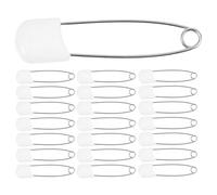SUPVOX 30 Pcs Large White Diaper Pins for Baby Necessities, Zinc Alloy Safety Pin Brooches Portable Design, Reliable Reusable Pp Material, for Newborn Diaper Fastening