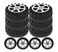 SUPVOX 30 Pcs Plastic Car Wheels DIY Handmade Craft Accessories for Small Model Cars Round Replacement Wheels Fit Shafts Black