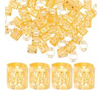SUPVOX 300pcs Gold Dread Beads Hair Jewelry Dreadlock Braiding Accessories Lightweight Hair Rings for Braids Party Wedding Prom Decorations