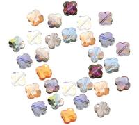 SUPVOX 30pcs 12mm Colorful Four-Leaf Plant Glass Beads Drilled Spacer Beads for Jewelry Making DIY Bracelets Craft Supplies Random Color