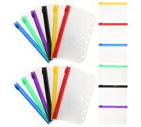 SUPVOX 30pcs A7 Matte PVC 6-Hole Zipper Binder Pockets, Translucent Sealing Storage Bags for 6-Ring Binders, Mini Plastic Envelopes for Office Supplies and Budget Cash Organization
