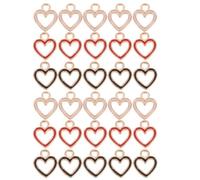 SUPVOX 30pcs DIY Handmade Alloy Hanging Pendants Heart Shape Hollow Silver Charms for Jewelry Making Craft Accessories