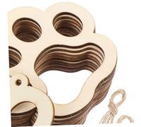 SUPVOX 30pcs Hanging Wooden Pendants Pre-drilled Holes and 30pcs Cotton Ropes Eco-friendly Bear Print Wood Slice Ornaments for DIY Crafts and Hanging Decor