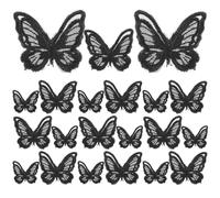 SUPVOX 30pcs Lace Embroidered Butterfly Patches, Small Large Double-Layer Lace Appliques, Multi-Function Clothes and Hat Accessories for DIY Sewing and Decoration