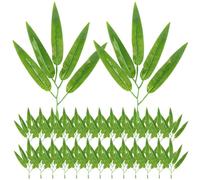 SUPVOX 30pcs Light Green Artificial Bamboo Leaves Stems Fake Bamboo Branches for Flower Arrangement DIY Crafts Home Décor and Floral Material