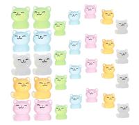 SUPVOX 30Pcs Luminous Miniature Resin Cat Figurines Glow in Dark Small Animal Statues for Garden Micro Landscape DIY Decoration