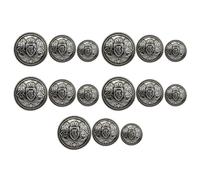 SUPVOX 30pcs Metal Coat Buttons Set British Style Zinc Alloy Sewing Buttons for Jackets with 10pcs 15mm 10pcs 20mm Clothing Accessories for Fashion Garments