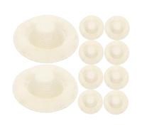 SUPVOX 30pcs Mini Straw Hats Crafts Small Decor Accessory Creative Doll House Decoration Lightweight Woven Doll Hats for DIY and Party Ornaments
