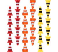SUPVOX 30Pcs Mini Traffic Cones for Road Sign Educational Construction Roadblocks Plastic DIY Table Ornaments with Red Yellow Orange Colors