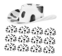 SUPVOX 30pcs Mini Western Cowboy Hats Plastic Craft Miniature Doll Accessories for Decoration Cake Topper Small Lightweight Cow Pattern Party Supplies