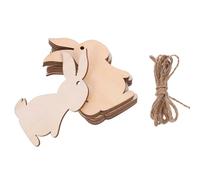 SUPVOX 30pcs Unfinished Wooden Bunny Cutouts DIY Craft Slices Hanging Wood Decor Easter Decorations for Home and Spring Party