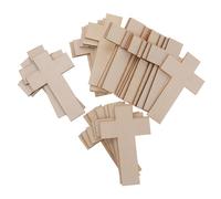 SUPVOX 30pcs Wooden Cross Cutouts DIY Painting Craft Unfinished Wood Chips for Easter Decorations Art Supplies