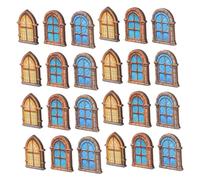 SUPVOX 30pcs Wooden Dollhouse Window Frames Vintage Miniature DIY Accessories for Fairy House Scene Layout Micro Landscape Ornament Craft